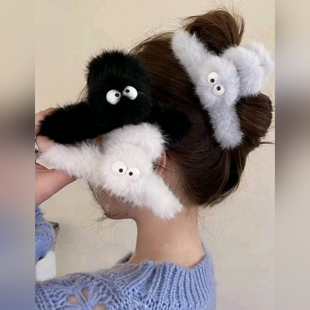 3pcs Women's Plush Decorated Hair Claw Clip Set